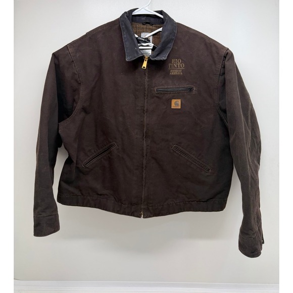 VTG Carhartt Detroit Jacket J97 DKB Men's 2XL Brown Blanket Lined Rio Tinto